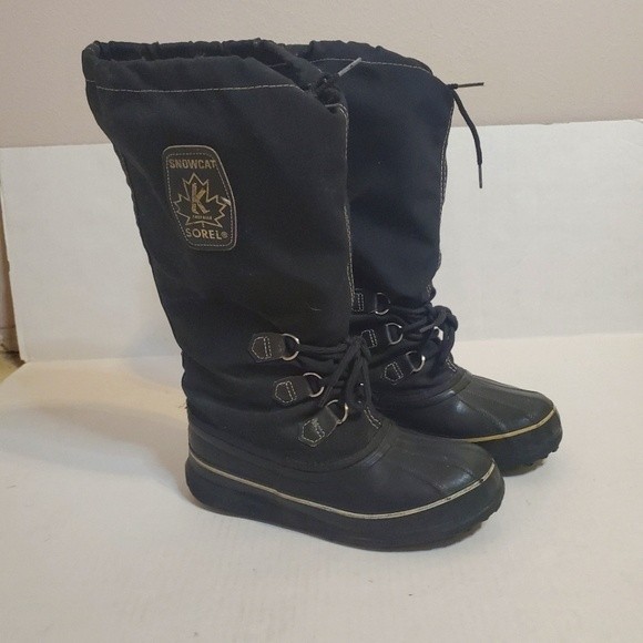 Sorel Black Canada Snowcat winter insulate Tall Boots with lace up closure boots - Picture 1 of 11